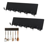 Lot de 2 supports à clés en métal avec 6 crochets - Sans perçage - Idéal pour ranger vos clés, suspendre des ustensiles de cuisine, outils de bricolage et accessoires de salle de bain - Noir