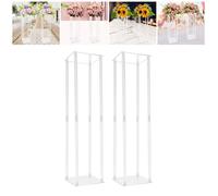 Lot de 2 supports à fleurs transparents, hauteur 81cm, diamètre 20cm, Décoration de table pour mariages