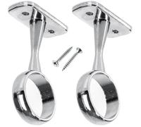 Lot de 2 supports centraux chromés pour rail de penderie - Douille à bride ronde de 25 mm pour plafond - Avec vis