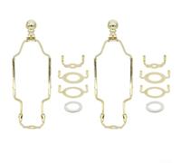 Lot de 2 supports d'abat-jour réglables avec harpes métalliques, selles et convertisseur en plastique E14 pour une large compatibilité avec douille de lampe (doré)
