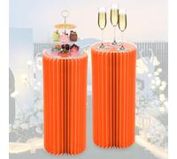 Lot de 2 Supports de Cylindre Pliables pour Mariages,Support cylindrique de Papier,vases de Colonne de Fleurs en Carton,Cylindre Stand de piédestal élégant pour fête,Jardin(Orange,H 80cm)