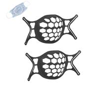 Lot de 2 supports de masque facial 3D, support de masque facial, support de moufle buccal réutilisable, lavable, cadre de support de moufle respiratoire, protections de masque (Noir)