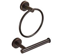 Lot de 2 Supports de Papier Toilette en Bronze - Porte-Serviettes - Porte-Rouleau de Papier Toilette huilé - Anneau de Serviette de Salle de Bain - Fixation Murale Rustique - Accessoires de Bain en