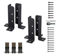 Lot de 2 supports de poteau de clôture réglables pour réparation de terrasse en bois et béton - Kit d'ancrage en acier noir 4 x 4