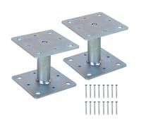 Lot de 2 supports de poteau réglables en hauteur - 110 x 110 mm - Pied de support galvanisé à chaud - Hauteur : 150 à 190 mm - Ancrage de poteau pour terrasses, clôtures, tonnelles de jardin, clôtures