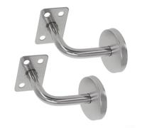 Lot de 2 supports de rampe d'escalier pour rampes d'escalier - Support mural en acier robuste 50 x 60 mm Finition argentée (support plat)
