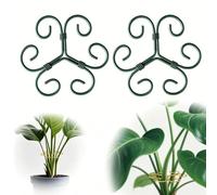 Lot de 2 supports de tige de plantes en fer de 10,4 x 10,4 cm, supports de grappin stabilisateurs pour intérieur/extérieur, escalade, croissance prospère (vert)