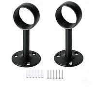 Lot de 2 supports de tringle à rideaux noirs - Montage au plafond - 19 mm | Pour le montage près du plafond des tringles à rideaux et tringles à rideaux, la forme plate utilise l'espace au-dessus de la