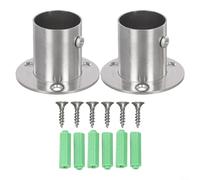 Lot de 2 supports d'extrémité de tringle de placard en acier inoxydable pour montage au plafond ou au mur, support rond argenté pour tringle de douche et rideau (28 mm)