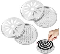 Lot de 2 Supports en Acier Inoxydable pour Bobine de Moustique, Support de Bobine de Moustique avec Couvercle, Support en Spirale de Moustique, pour Chambre à Coucher Jardin Camping Voyage (C)