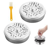 Lot de 2 supports en acier inoxydable pour spirales anti-moustiques - Portable - Avec 4 brosses - Support pour bobine de moustique - Support pour bobines de moustiques - Récipient pour spirales à