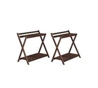 Lot de 2 support plantes - Outsunny - 2 niveaux - avec support arrière - pour intérieur et extérieur - en bois - marron