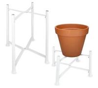 Lot De 2 Supports Pour Plantes FISHTEC 20 Et 40 cm Métal Thermoplastique PP Pliables Ø25.3 cm Décoration Extérieure Blanc G