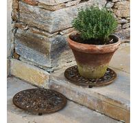 Lot de 2 supports pour pots de fleurs Winton marron P/Ø env. 1.5/18 cm