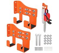 Lot de 2 supports pour tronçonneuses, support mural robuste pour tronçonneuses, crochet réglable pour tronçonneuses avec double crochet et 2 coussins en éponge pour le garage et le rangement des outil