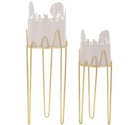 Lot de 2 supports pour vases Tree 27 x 79 x 27 cm, métal doré et gris
