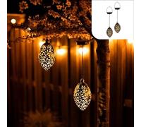 Lot de 2 suspensions en métal brun foncé - Lampe de jardin solaire