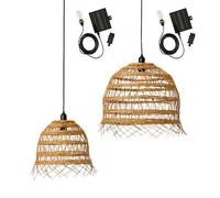 Lot de 2 suspensions solaires 2X HAWAII LONG SOLAR en poly rotin avec câble hybride secteur et solaire 5m de longueur