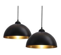 Lot de 2 suspensions vintage luminaires style industriell plafonnier vintage lampe cuisine salon salle à manger (noir Ø 300mm )
