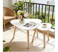 Lot de 2 Table basse relevable PIPIPOXER,Design Scandinave,Pieds en Bois,Tables Gigognes pour Salon Chambre,55x55x45 cm,40x40x40 cm