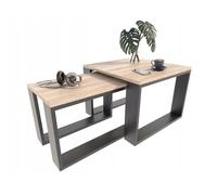 Lot de 2 Table Basses $ Sonoma/noir - Table de salon Style contemporain - 60x60x43.3 cm