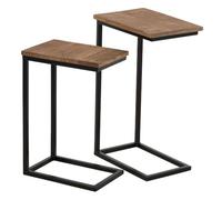 Lot de 2 Table d'Appoint Déco Gigogne 64cm Naturel