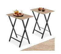 Lot de 2 Table d'appoint Pliables 40 x 30 x 63 cm Tables Bas de Salon Bout de Bois Clair Bois Clair Industriel C TABLE D'APPOINT