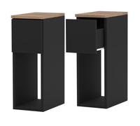 Lot De 2 Table de chevet Ă©troite - 20 CM 1 Tiroir - Mirabilesse - Table De Nuit - Meuble de Rangement - 20x30x55 Noir Chêne Wotan