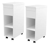 Lot de 2 Table de Chevet étroite avec tiroirs et Compartiments Ouverts - VIVOLILV - Table de Nuit étroite avec roulettes