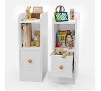 Lot de 2 Table de Chevet Étroite - VIVOLILV - Blanc - 1 tiroir 1 niche - 20X31X58 cm