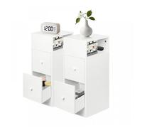Lot de 2 Table de chevet style scandinave pour rangement de chambre avec 2 tiroirs - ERROLVES - Blanc - 25*30*66 CM