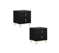 SoBuy Lot de 2 Table de Chevet - Table de Nuit avec 2 tiroirs, Table d'appoint pour Chambre à Coucher - Meuble de Rangement Moderne, Noir L40 x P40 x H47 cm FBT115-SCHx2 Noir