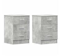 Lot de 2 Table de nuit bois pour Salon Chambre - Tables de chevets Gris béton 38x35x56 cm - bois d'ingénierie@EU37016043