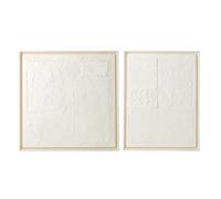 Lot de 2 Tableaux Effet Plâtre Morceau 80x80cm Blanc