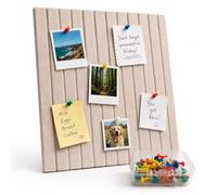 Relaxdays Lot de 2 tableaux feutre autocollants 30x40 cm, rectangles, bureau & maison, punaises incluses, marron clair