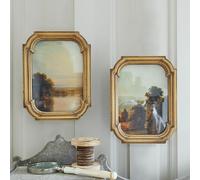 Lot de 2 tableaux Fleuroix or vieilli H/L/P env. 21.5/16/2 cm