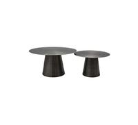 AltoBuy Nicko - Lot de 2 Tables Acier Finition Nickel Antique Bordure Dorée