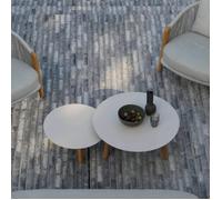 Lot de 2 Tables basse de jardin Teck - Even - White Mocha