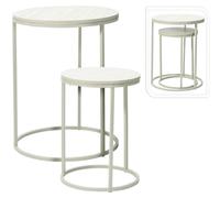 Lot De 2 Tables Basses Avec Plateau En Mdf Marbre Beige