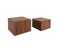 Lot de 2 tables basses carré effet noyer. 50 x 50 x 33cm et 58 x 58 x 40cm SYLVA