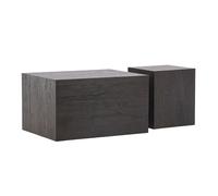 Lot de 2 Tables Basses Effet Bois York 80cm Marron Foncé