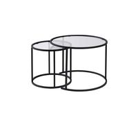 Lot de 2 tables basses en métal ""Aurum"" - 60 x 60 x 43 cm - Noir Transparent