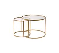 Lot de 2 tables basses en métal ""Aurum"" - 60 x 60 x 43 cm - Or Transparent