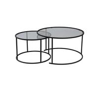 Lot de 2 tables basses en métal ""Aurum"" - 80 x 80 x 43 cm - Noir Gris