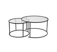 Lot de 2 tables basses en métal ""Aurum"" - 80 x 80 x 43 cm - Noir Transparent