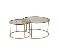 Lot de 2 tables basses en métal ""Aurum"" - 80 x 80 x 43 cm - Or Bronze