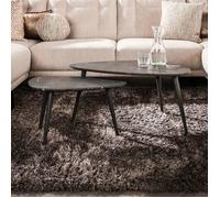 Lot de 2 tables basses forme galet 80 et 60 cm aspect céramique grise