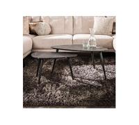 Lot de 2 tables basses forme galet 80 et 60 cm aspect céramique grise