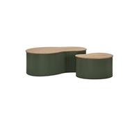 Tables basses en métal et bois, lot de 2, 87 x 53 x 32-50 x 35 x 28 cm