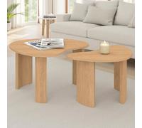 IDMarket - Lot de 2 Tables Basses gigognes Coline 70/50 Bois façon hêtre